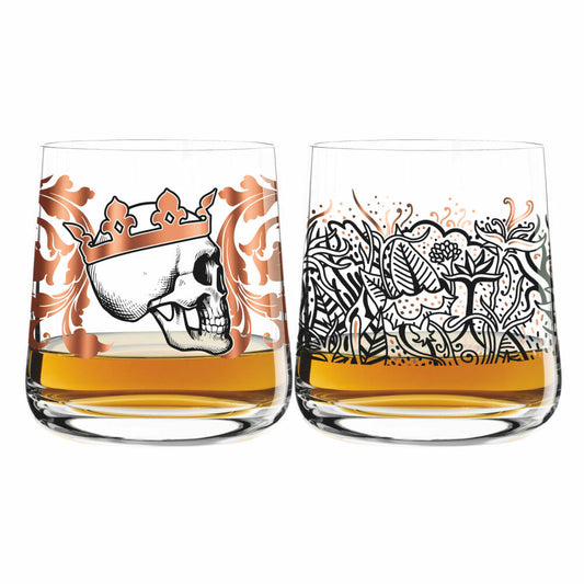 Ritzenhoff Next Whisky Tumbler, set of 2 with cleaning cloth, No. 1, 25 years, Adam Hayes, Medusa Dollmaker, glass, 250 ml