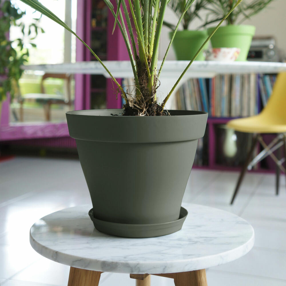 Poétic Romeo Round, Flowerpot, Flower Pot, Planter, Plastic, Khaki, Ø 29 cm, PRO30KA