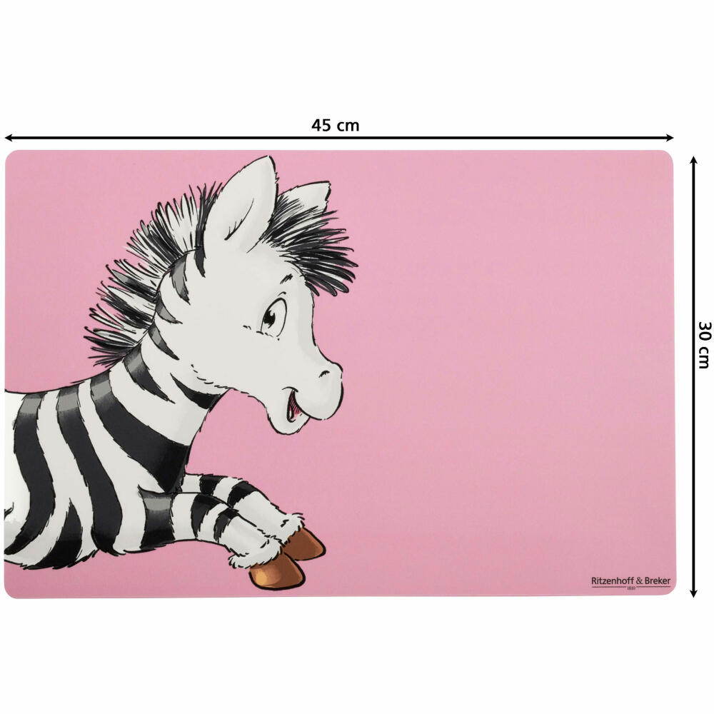 Ritzenhoff & Breker Platzmatte Happy Zoo - Zebra Zoe, Tischmatte, Kunststoff, Pink, 30 x 45 cm, 316353