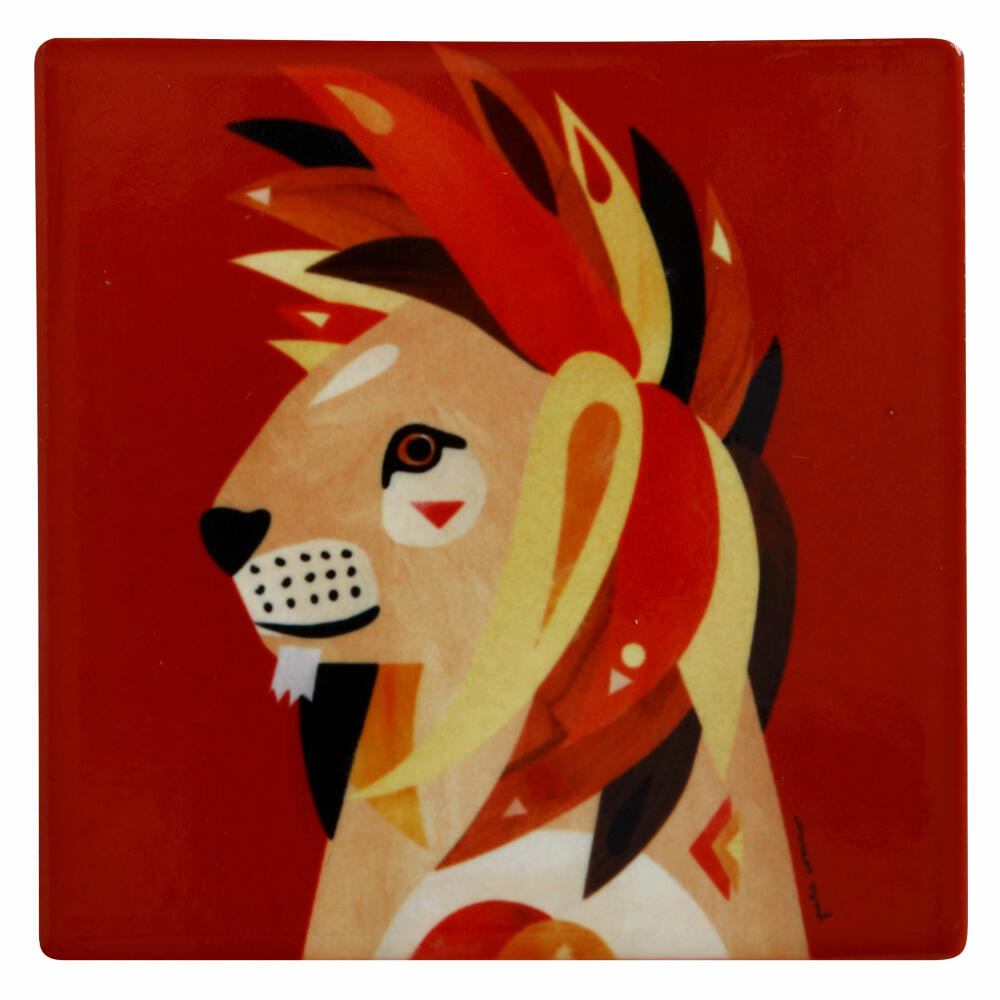 Maxwell &amp; Williams Pete Cromer Coaster Lion, Coaster, Ceramic, Cork, Colorful, 9.5 x 9.5 cm, DU0223