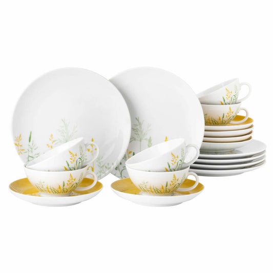 Seltmann Weiden Liberty Teeservice Klein, 18-tlg., Tee Service, Geschirr Set, Porzellan, Meadow Grasses Curry, 001.769723