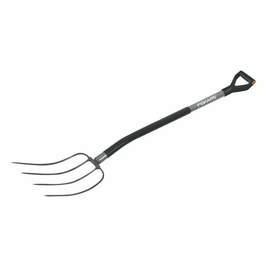 Fiskars Ergonomic Dunggabel, Gartengabel, Mistgabel, Gartenzubehör, Stahl / Kunststoff, Grau / Schwarz, 137 cm, 1001695