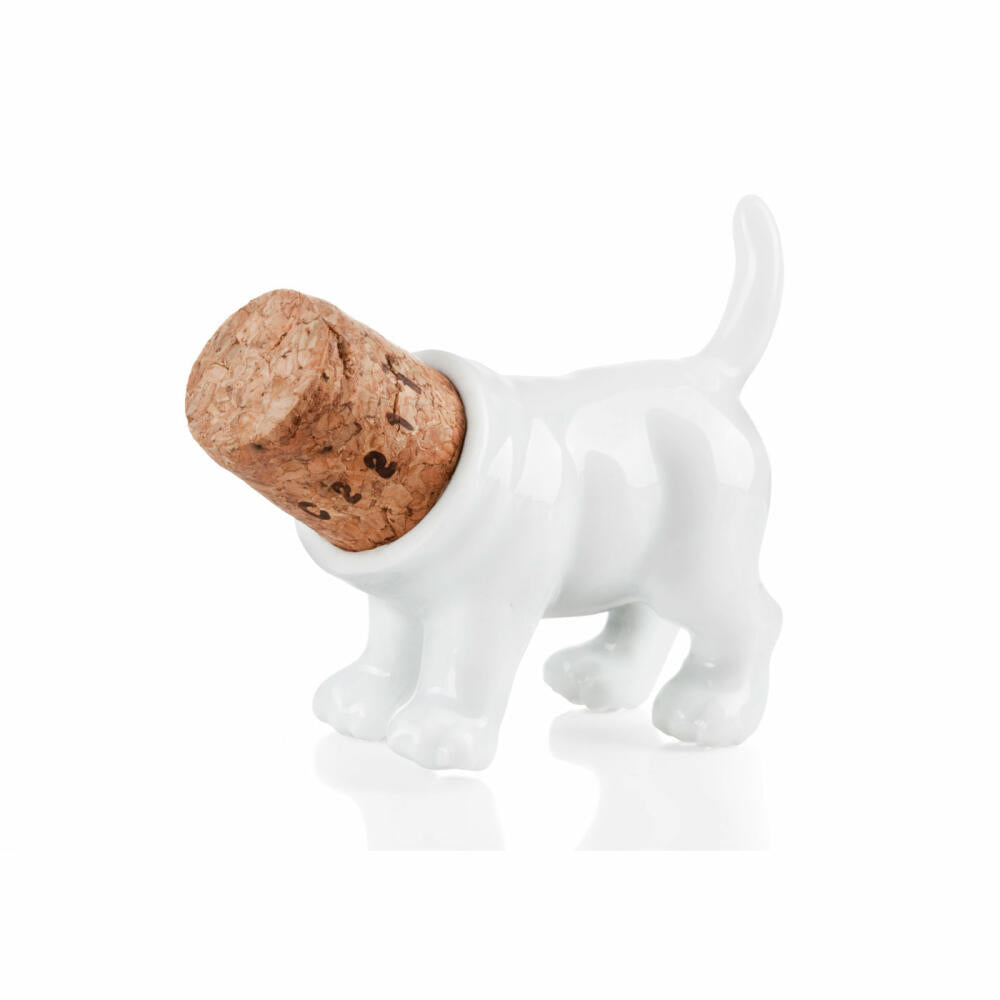 Donkey Products Wine Stopper Rufus, Shape: Rear End of Dog, Wine Stopper, Porcelain, Cork, White, 200522