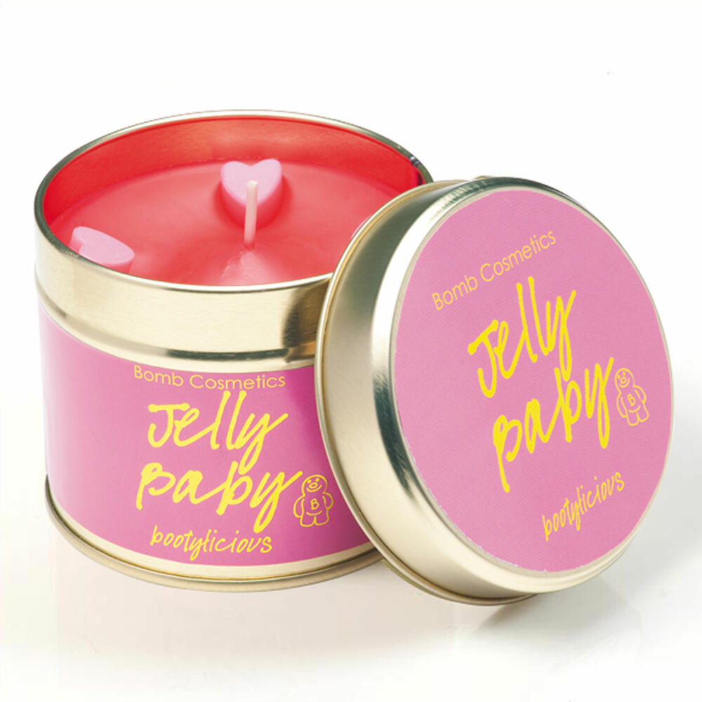 Bomb Cosmetics Scented Candle in Tin Jelly Baby, Tin Candle, Pink, PJELBAB04