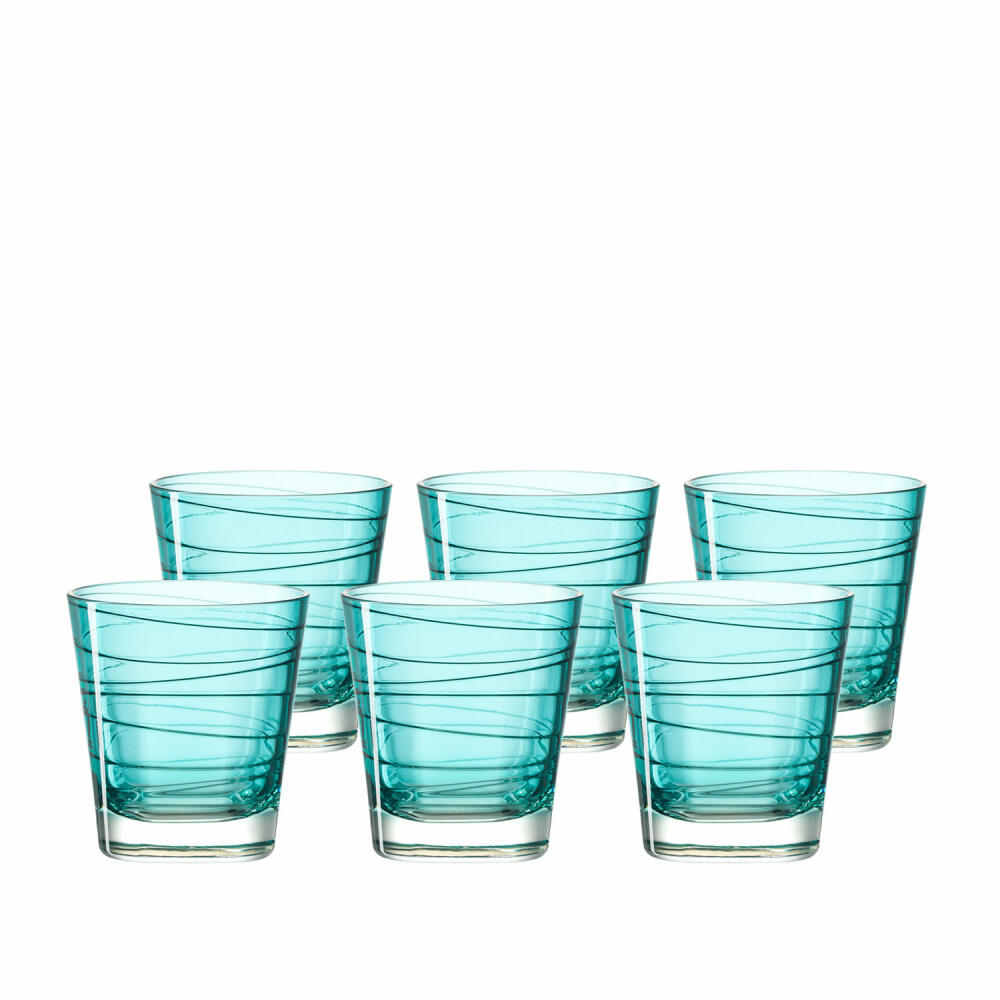 Leonardo Vario Struttura drinking glass small set of 6, water glass, juice glass, glass, turquoise, 170 ml, 18231