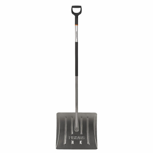 Fiskars Schneeräumer Aluminium, Schneeschaufel, Gartenschaufel, Gartenzubehör, Aluminium, Schwarz / Orange, 156 cm, 1001636