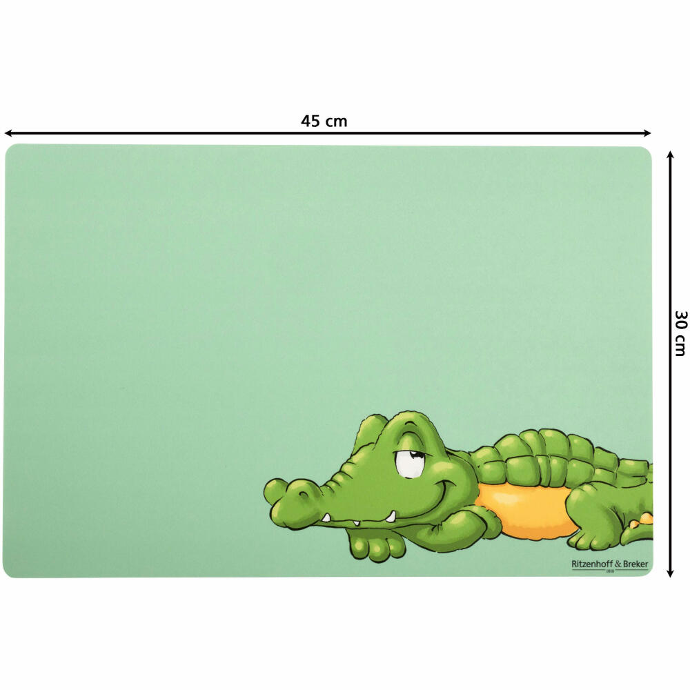 Ritzenhoff & Breker Platzmatte Happy Zoo - Krokodil Koko, Tischmatte, Kunststoff, Grün, 30 x 45 cm, 316384