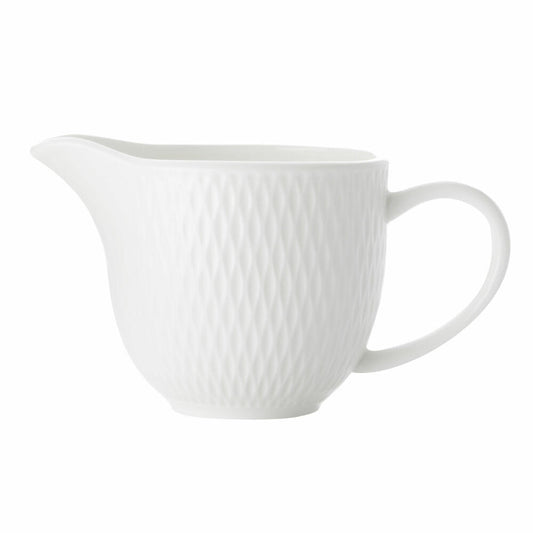 Maxwell & Williams Diamonds Sahnekännchen Rund, Sahne Kännchen, Milchkännchen, Kanne, Hartporzellan, Weiß, 190 ml, DV0065