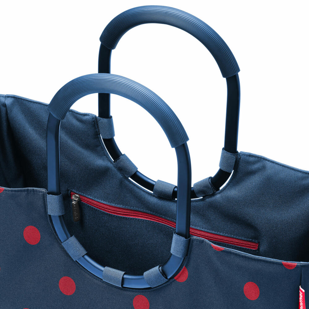 reisenthel loopshopper L, Einkaufstasche, Shopper, Tragetasche, Tasche, Polyestergewebe, Frame Mixed Dots Red, 25 L, OR3076