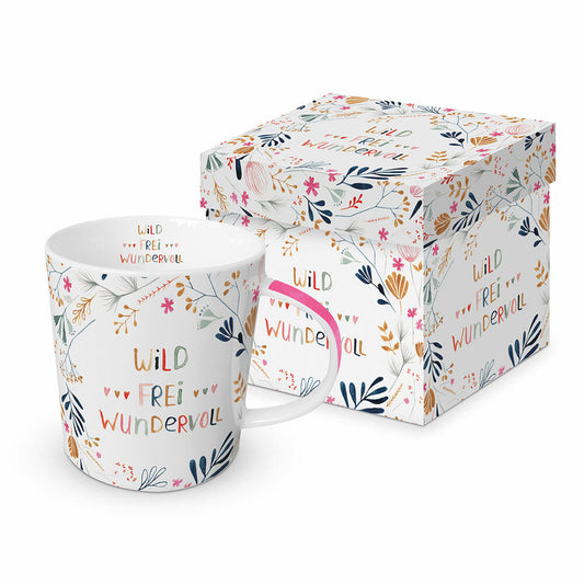 PPD Trend Mug Wild Frei Wundervoll, in Geschenkbox, Tasse, Teetasse, Kaffee Becher, 350 ml, 603814