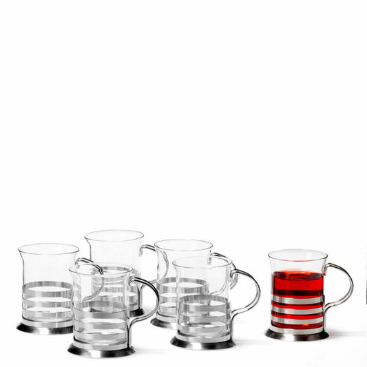 Leonardo Balance tea glass set of 6, tea cup, tea mug, tea cup, glass / stainless steel, 17588