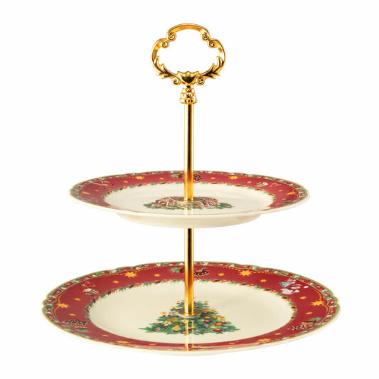 Seltmann Weiden Marie-Luise Etagere, Servierständer, Servierplatte, Porzellan, Weihnachtsnostalgie, H 25 cm, 001.756791