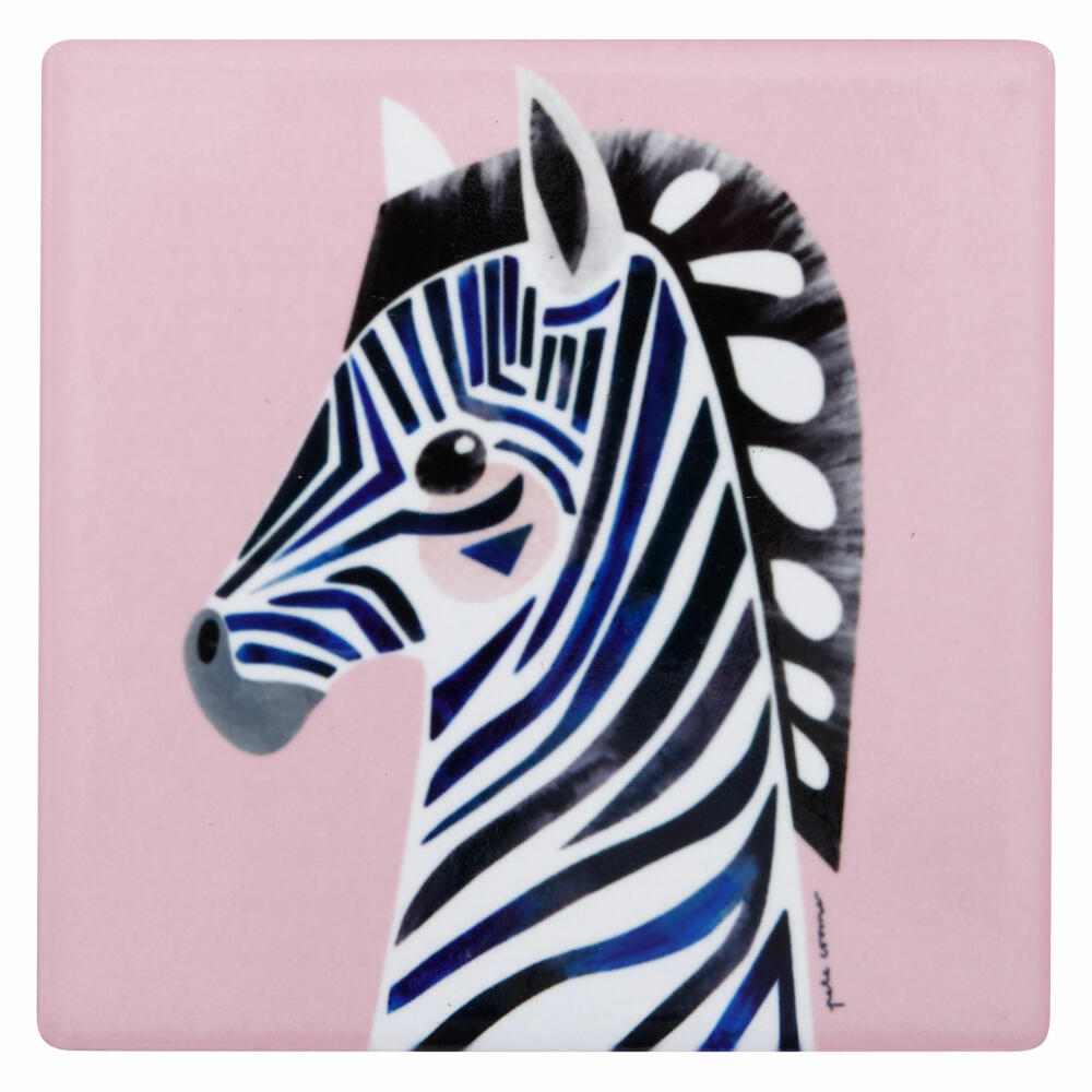 Maxwell &amp; Williams Pete Cromer Coaster Zebra, Coaster, Ceramic, Cork, Colorful, 9.5 x 9.5 cm, DU0225