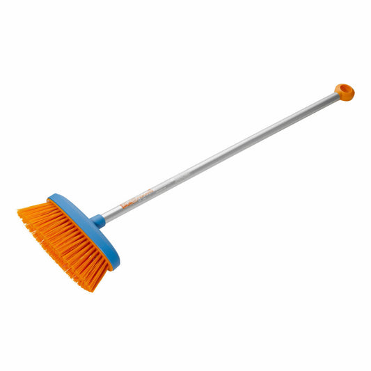 Fiskars MyFirst Besen, Laub Besen, Gartenbesen, Gartenzubehör, Kunststoff / Aluminium, Blau / Orange, 80 cm, 1001418