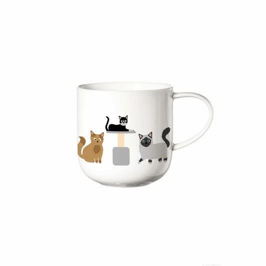 ASA Selection coppa cats & dogs Henkelbecher Cats, Kaffeetasse, Becher, Kaffee Tasse, Tee, Fine Bone China, Weiß, 400 ml, 19440014