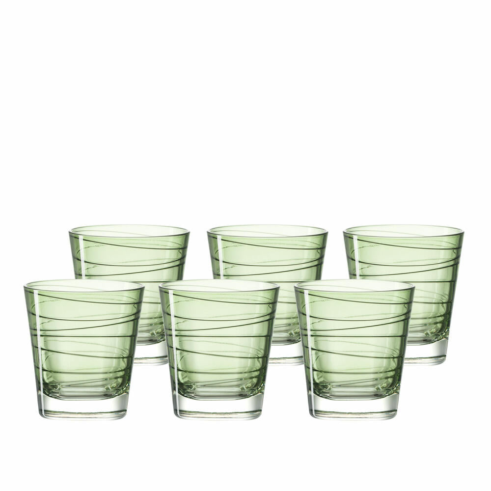Leonardo Vario Struttura drinking glass small set of 6, water glass, juice glass, glass, green, 170 ml, 18230