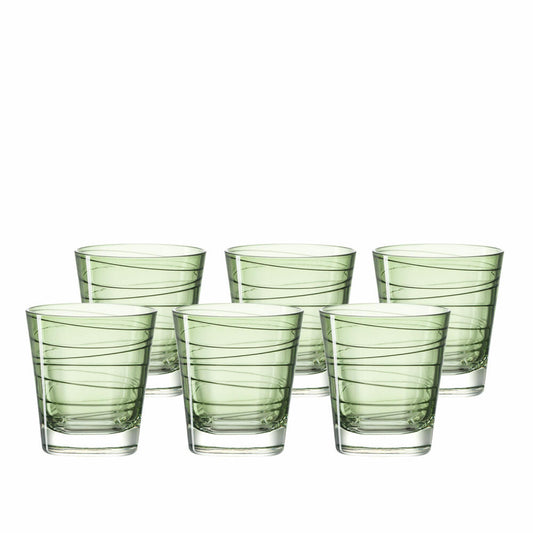 Leonardo Vario Struttura Trinkglas Klein 6er Set, Wasserglas, Saftglas, Glas, Grün, 170 ml, 18230