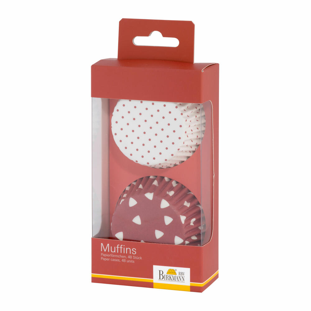 Birkmann Paper Cases Colour Splash, Muffin Cases, Form, Paper, Red, Ø 7 cm, 48 Pieces, 443877