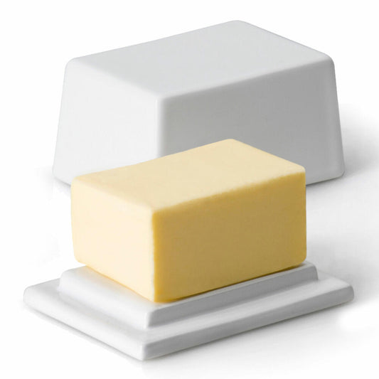 Continenta Butterdose, für 125 g Butter, Butter Dose, Butteraufbewahrung, Butterschale, Butterbehälter, Keramik, Weiß, 3925