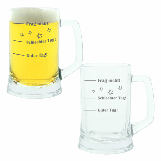 montana: Beer mug, set of 2, Good day! Bad day! Don't ask!, beer mug, mood glass with funny engraving, mood beer glass, 500 ml