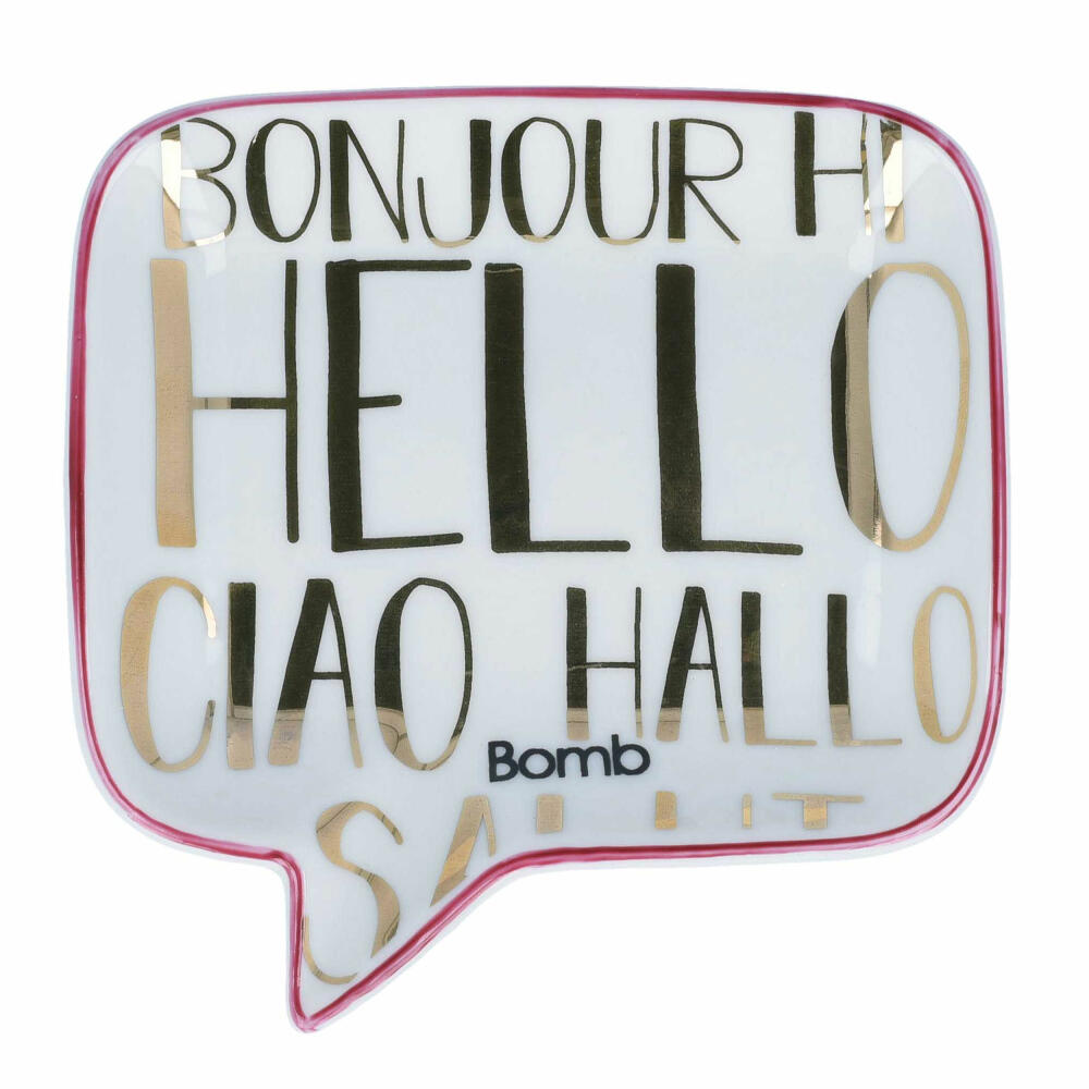 Bomb Cosmetics Soap Dish Hello All Language, Soap Tray, Porcelain, Colorful, PHELSUN006