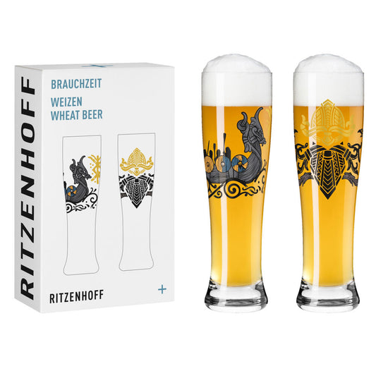 Ritzenhoff wheat beer glass set of 2, custom time 019, 020, Jakub Vanis, glass, 646 ml, 3481010