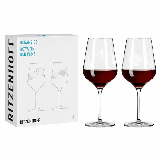 Ritzenhoff Rotweinglas 2er-Set Oceanside 001 , Romi Bohnenberg, Kristallglas, 570 ml, 3811001