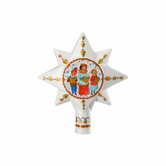 Hutschenreuther Christbaumspitze groß Christbaumschmuck Weihnachtsmarkt, Porzellan, Mehrfarbig, 16.8 cm, 02265-727312-27821