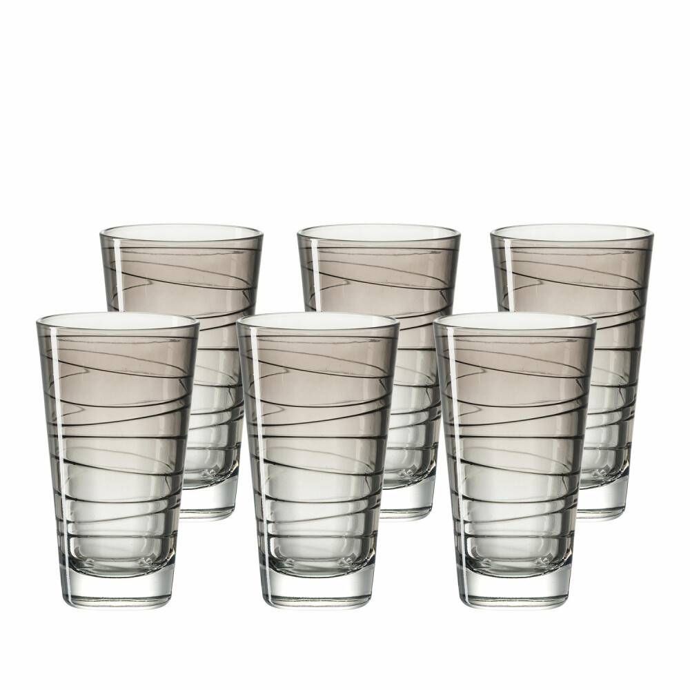 Leonardo Vario Struttura drinking glass large set of 6, water glass, juice glass, glass, grey, 200 ml, 18236