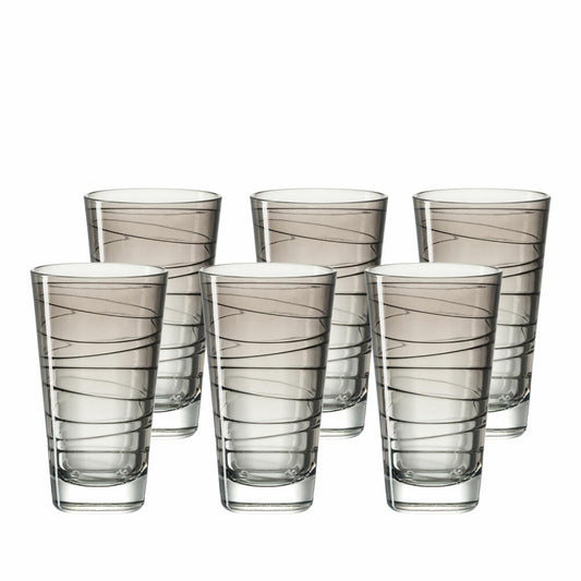 Leonardo Vario Struttura Trinkglas Groß 6er Set, Wasserglas, Saftglas, Glas, Grau, 200 ml, 18236