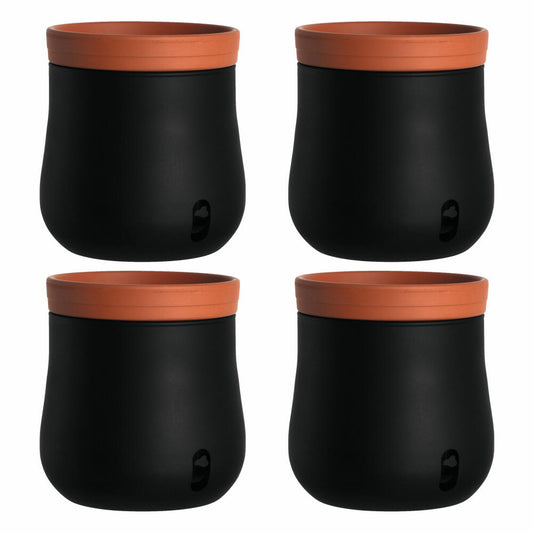 Leonardo Serra Plant Pot L, Set of 4, Flower Pot, Flower Pot, Plant Pot, Flower Tub, Planter, Black, 057779