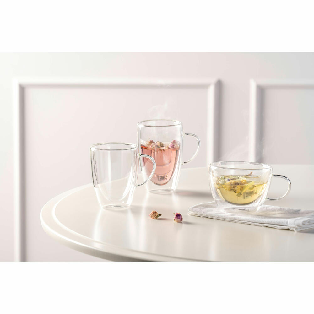 Leonardo Teacups Duo, set of 2, tea cup, coffee, double-walled, borosilicate glass, clear, 360 ml, 053064