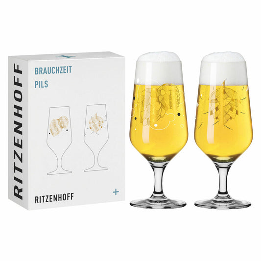 Ritzenhoff Bierglas 2er-Set Brauchzeit 001, Andreas Preis, Kristallglas, 374 ml, 3471001