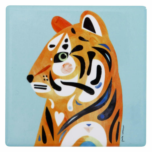 Maxwell &amp; Williams Pete Cromer Coaster Tiger, Coaster, Ceramic, Cork, Colorful, 9.5 x 9.5 cm, DU0229