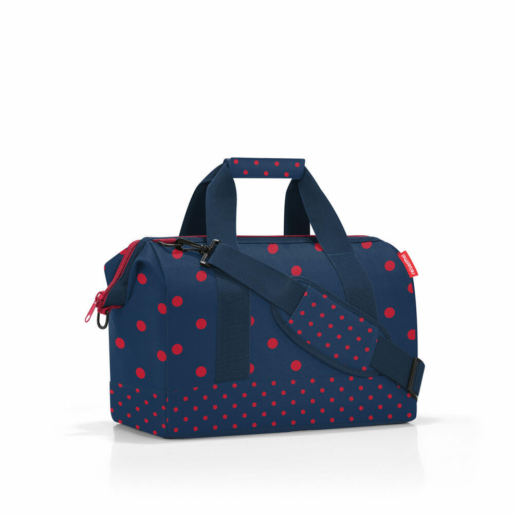 reisenthel allrounder M, Reisetasche, Sporttasche, Schultertasche, Doktortasche, Tasche, Polyestergewebe, Mixed Dots Red, 18 L, MS3075