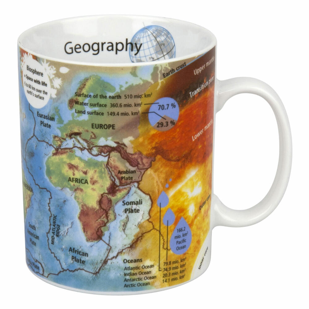 Könitz Geography Knowledge Mug English, Mug, Cup, Coffee Cup, Porcelain, 460 ml, 11 1 330 2078