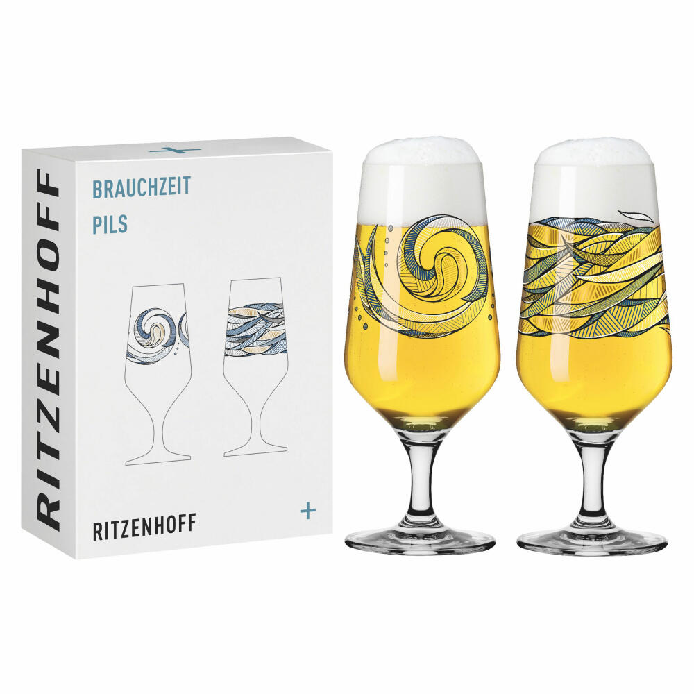 Ritzenhoff Bierglas 2er-Set Brauchzeit 002, Andreas Preis, Kristallglas, 374 ml, 3471002