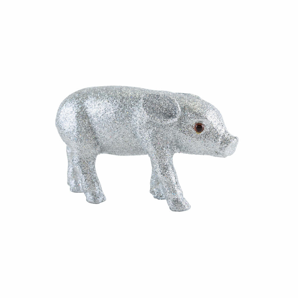 Gift Company Solna Piglet M, Glitter, Decorative Figure, Decorative Pig, Decoration, Plastic, Silver, 8 cm, 11824