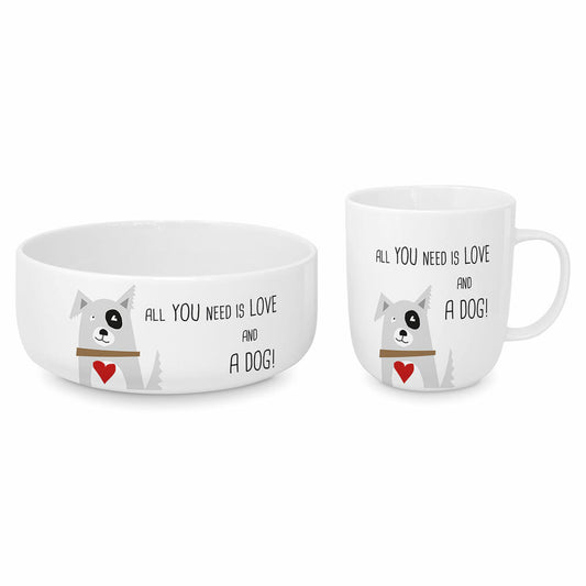 PPD Love and Dog Set, 2-tlg., Futternapf, Napf, Tasse, Kaffeebecher, New Bone China, 163801782