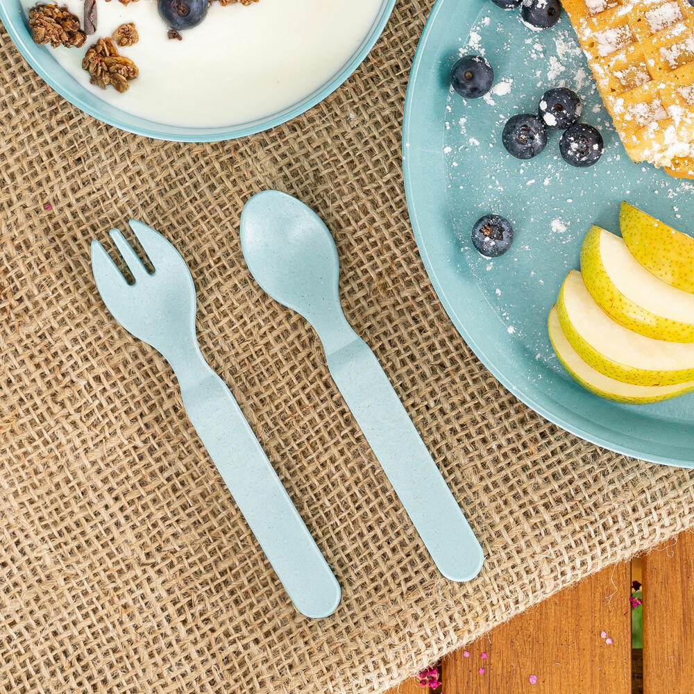 reer Growing Besteck, 4-tlg., Kinderbesteck, Löffel, Gabel, Kinder, Blau / Grau, 22063