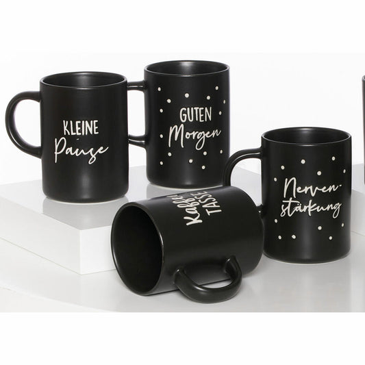 Ritzenhoff & Breker Kaffeebecher-Set Svart, 4-tlg., Kaffee Becher, Tasse, Porzellan, Schwarz, 390 ml, 318418