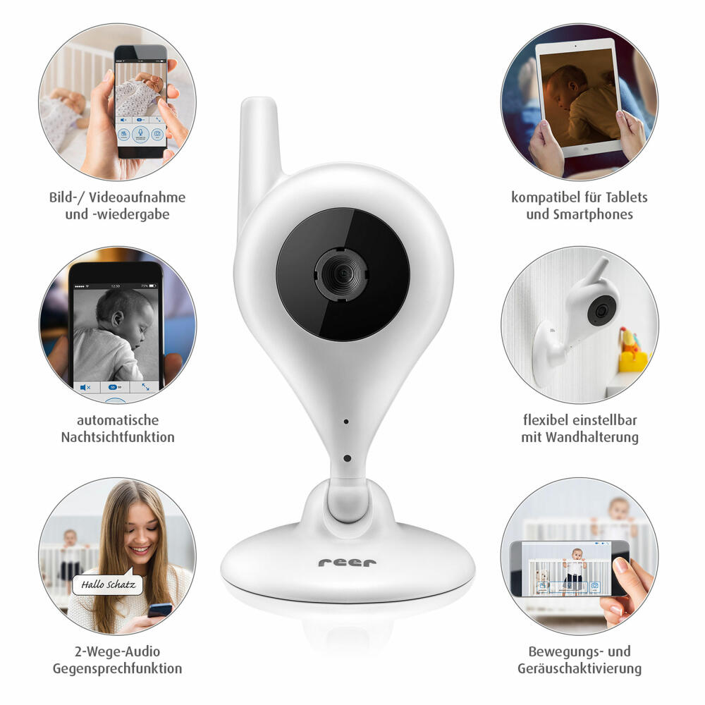 reer IP BabyCam Smart Babyphone, Video Babyphone, Camera, BabyCam, Control via App, Motion Detection, 80300