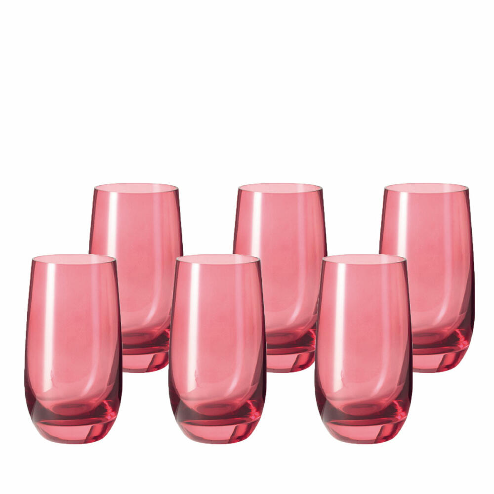 Leonardo Sora Trinkglas 6er Set, Saftglas, Wasserglas, Becher, Glas, Rubin, 270 ml, 14897