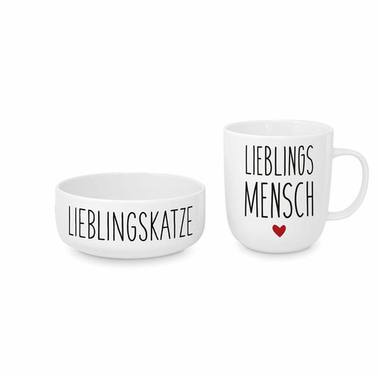PPD Lieblingskatze Cat Set, 2-tlg., Futternapf, Napf, Tasse, Kaffeebecher, New Bone China, 163902501