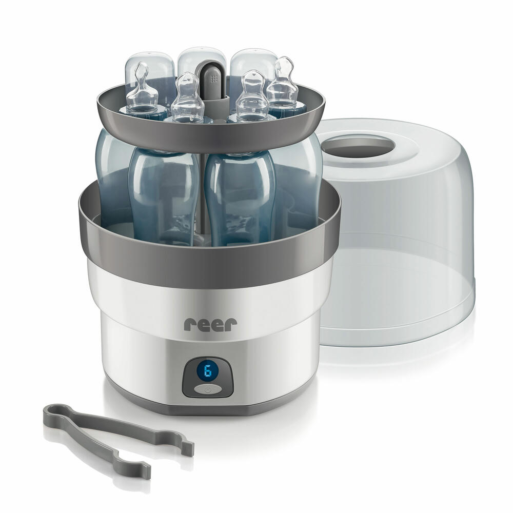 reer Vaporizer VapoMax, disinfection device, steam sterilizer, sterilizer, for 6 baby bottles, 36010