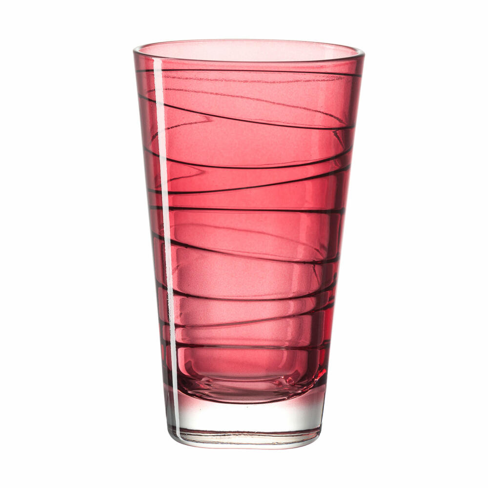 Leonardo Vario Struttura drinking glass large set of 6, water glass, juice glass, glass, red, 200 ml, 18233