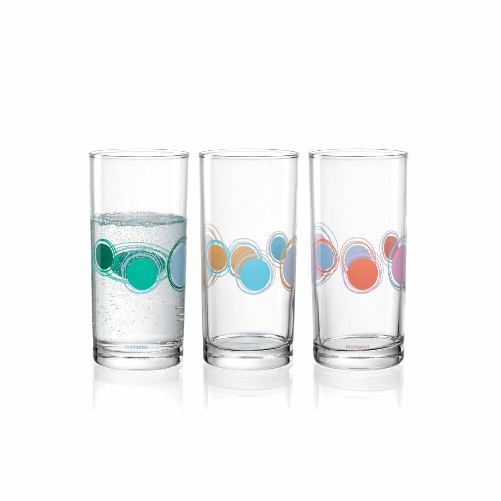 montana Trinkglas :new dots 3er Set, Becher gepunktet, Kalk-Natron-Glas, Mehrfarbig, 280 ml, 046007