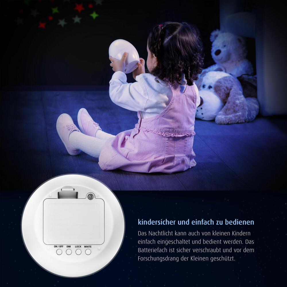 reer Starlino star projector, night light with starlight, starry sky, baby night light, color change, battery operated, 52100