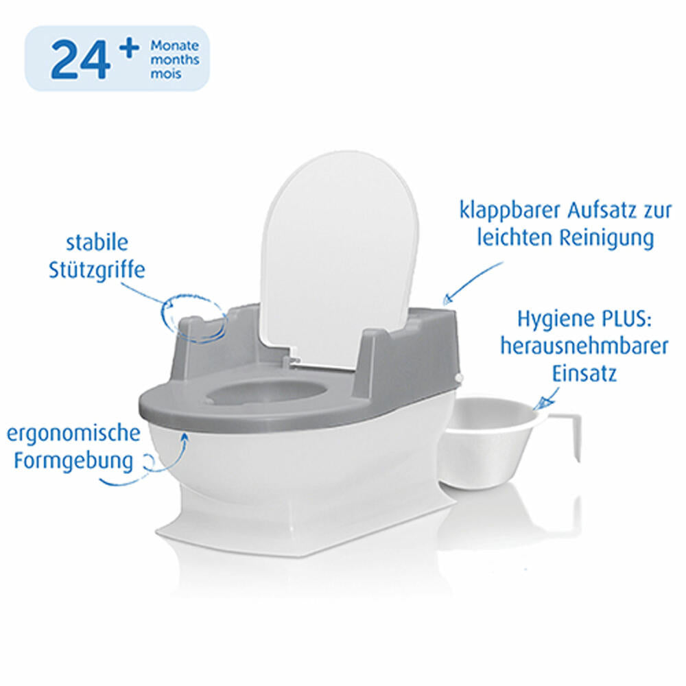 reer SitzFritz Mini-Toilet, Children's Toilets, Potty, Toilet Trainer, Children's Toilet, Learning Potty, White / Grey, 44221