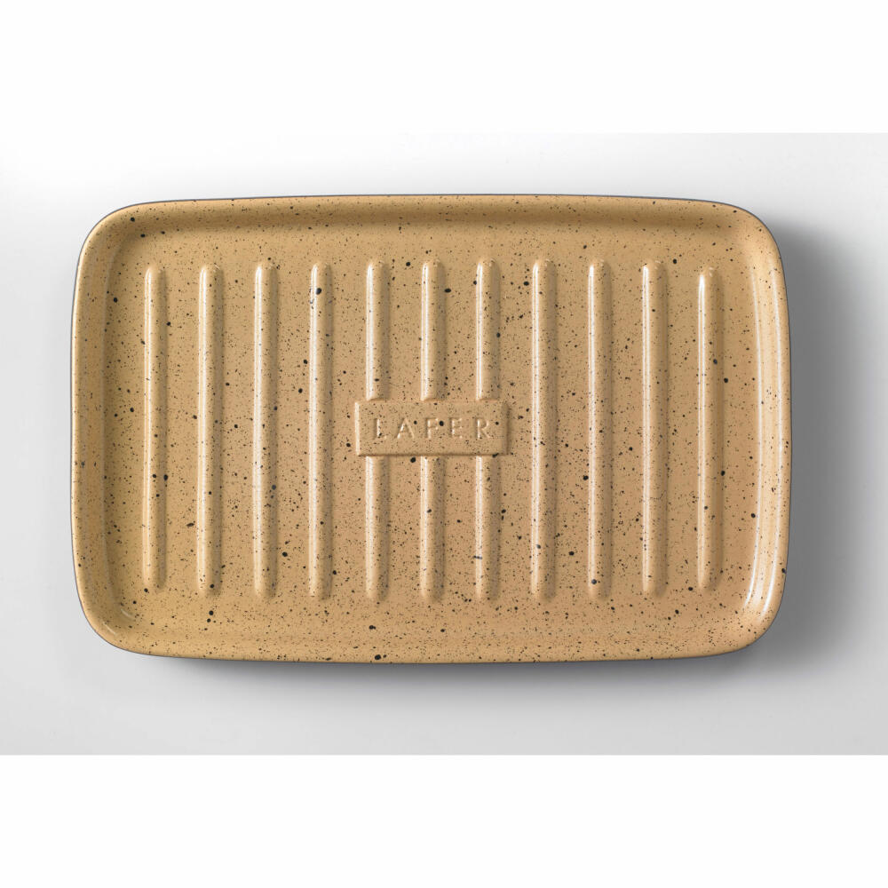 Lafer BBQ Plancha Rechteckig mit Grillstegen, Grillplatte, Grill Platte, Ton, 23 x 34 cm, 037 06